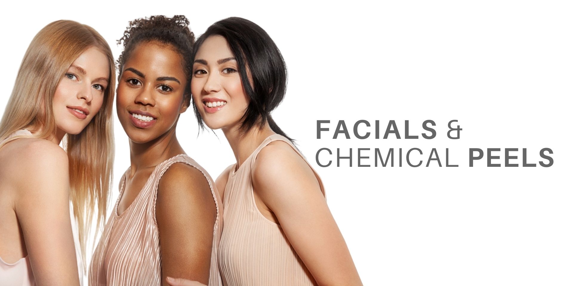 young woman with beautiful faces promoting facials and chemical peels